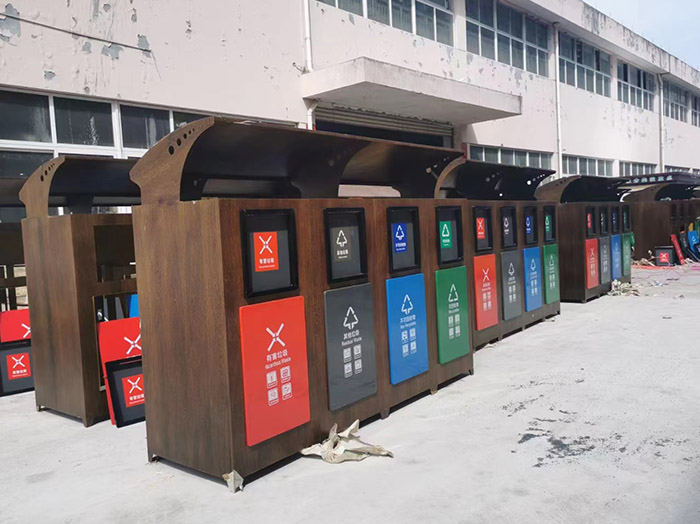 成都双流区金属环卫垃圾桶厂家 不锈钢户外分类果皮箱 定制发货